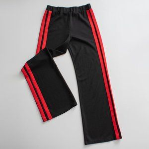 Black Stretchy Pants with Knit Red Side Racing Stripes